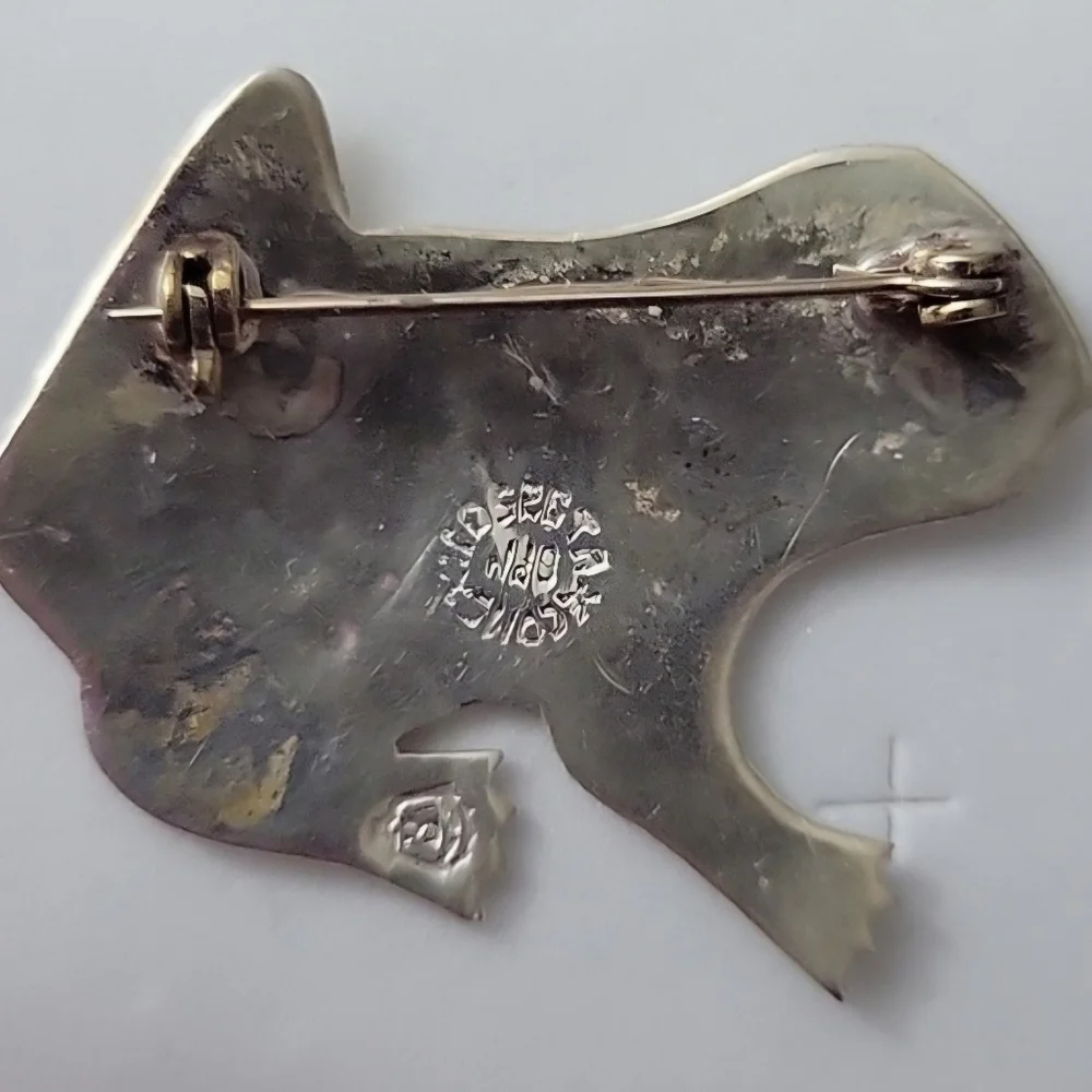 Vintage 925 Sterling Mexico Taxco Frog Pin with Abalone Shell